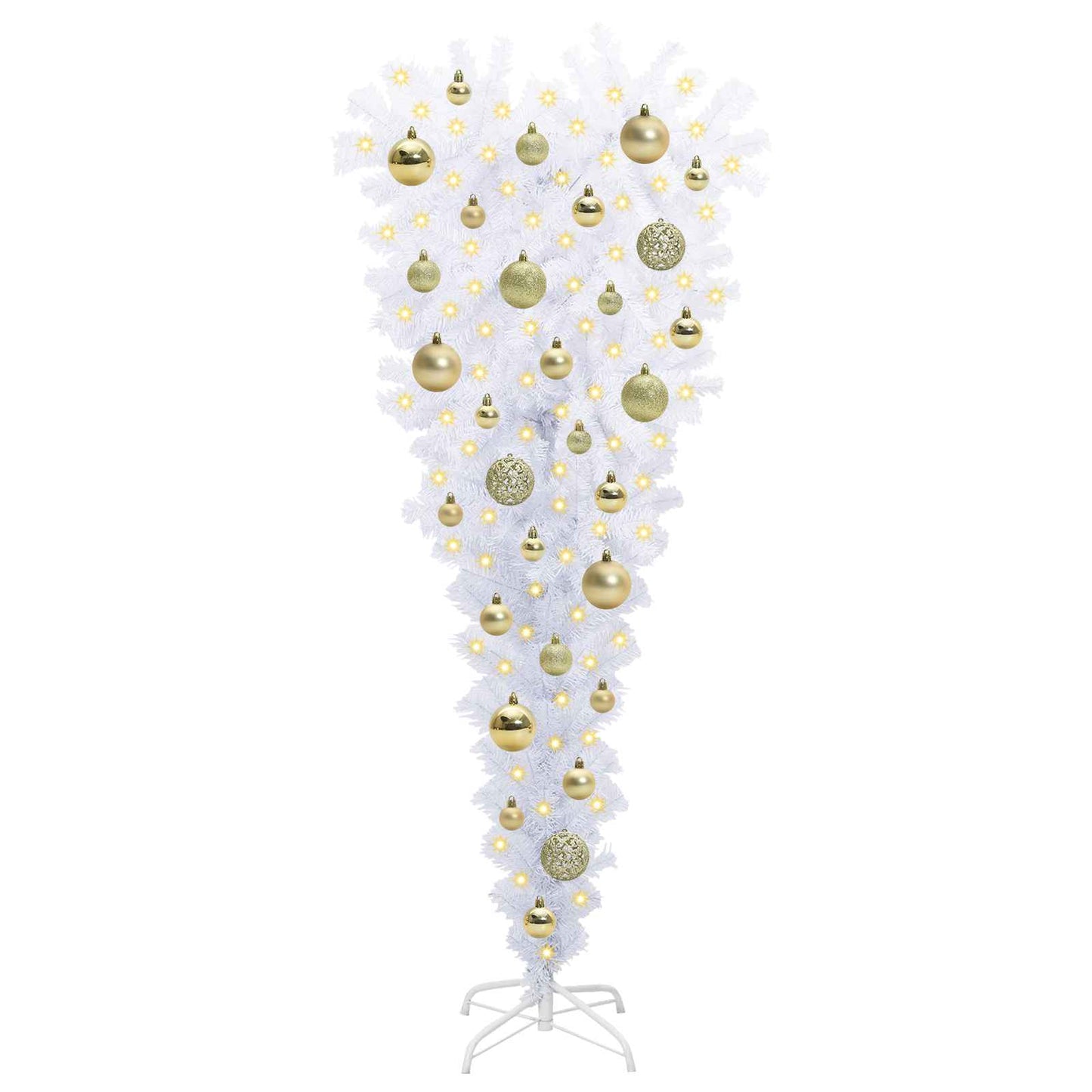Kunstig juletre med 150 LED med stativ Hvit 120 cm PVC og Stål