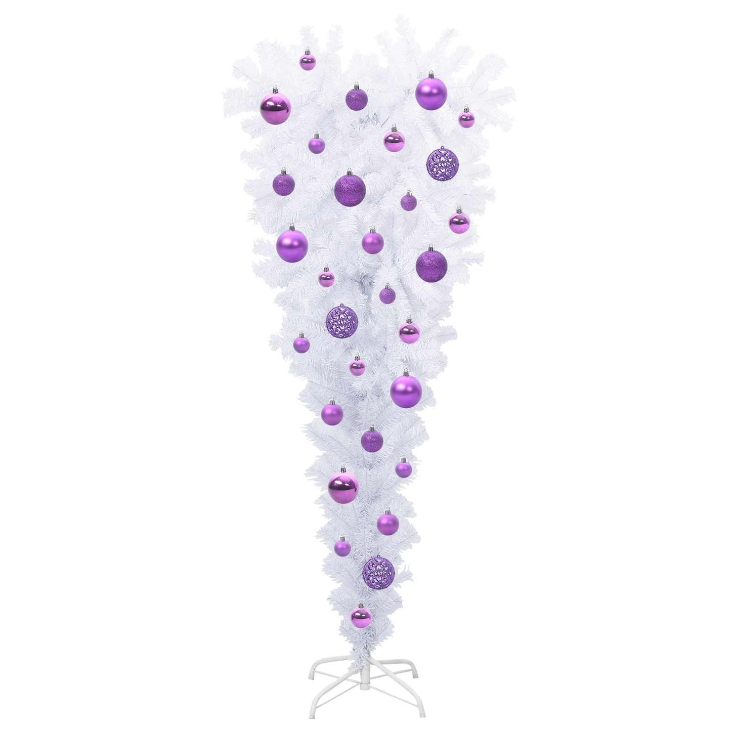 Kunstig juletre med 150 LED med stativ Hvit 120 cm PVC og Stål