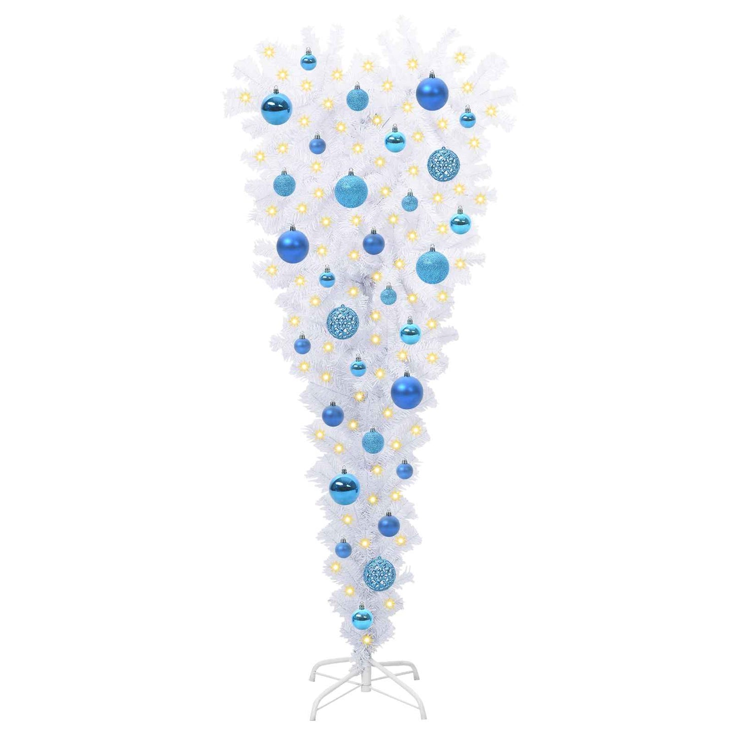 Kunstig juletre med 150 LED med stativ Hvit 120 cm PVC og Stål