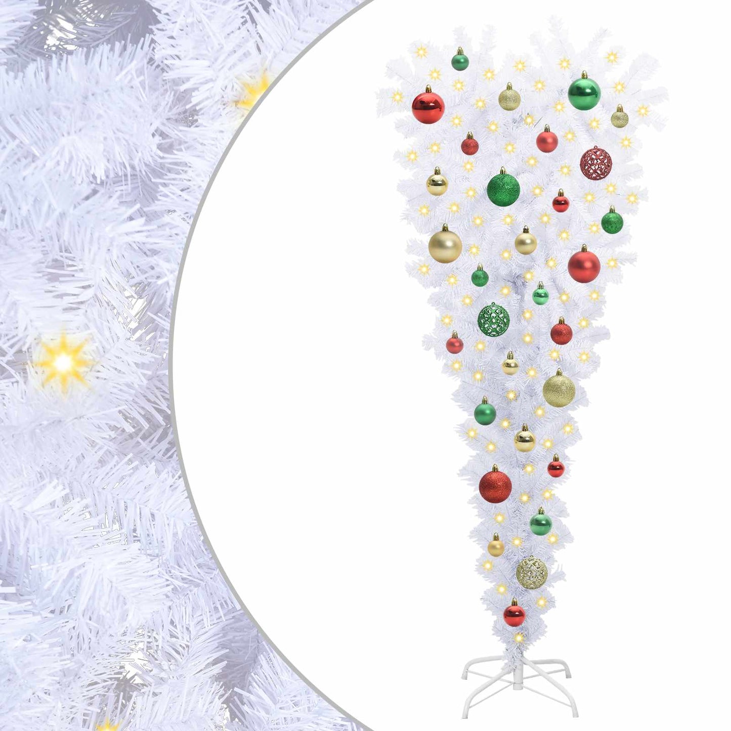 Kunstig juletre med 150 LED med stativ Hvit 120 cm PVC og Stål