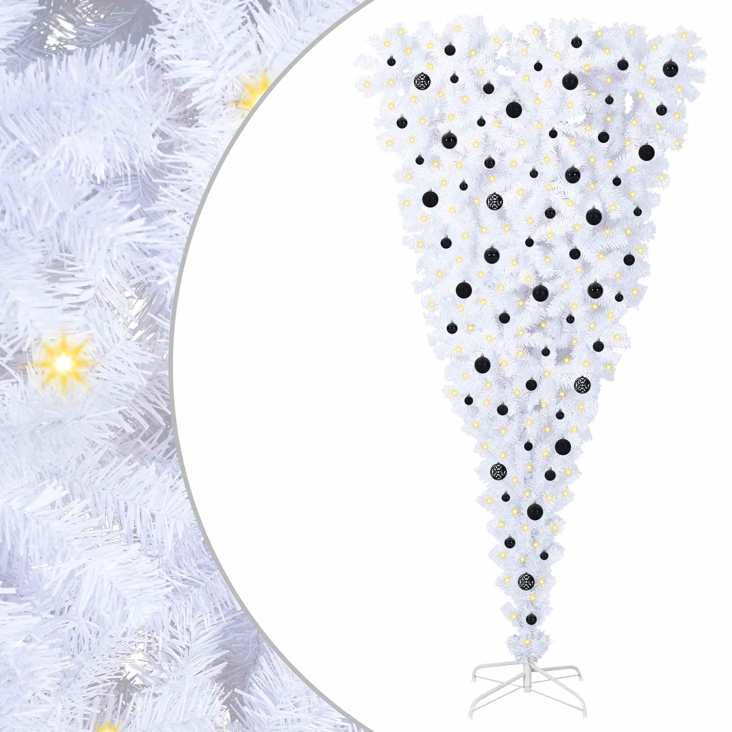Kunstig juletre med 300 LED med stativ Hvit 240 cm PVC og Stål vidaXL