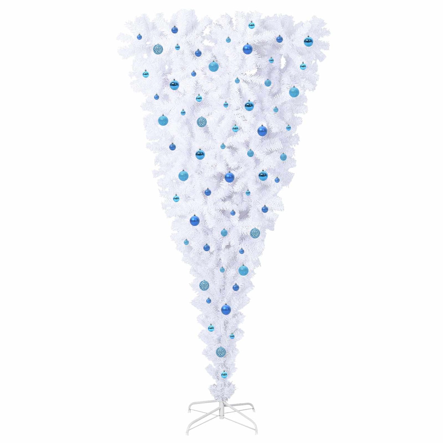 Kunstig juletre med 300 LED med stativ Hvit 240 cm PVC og Stål vidaXL