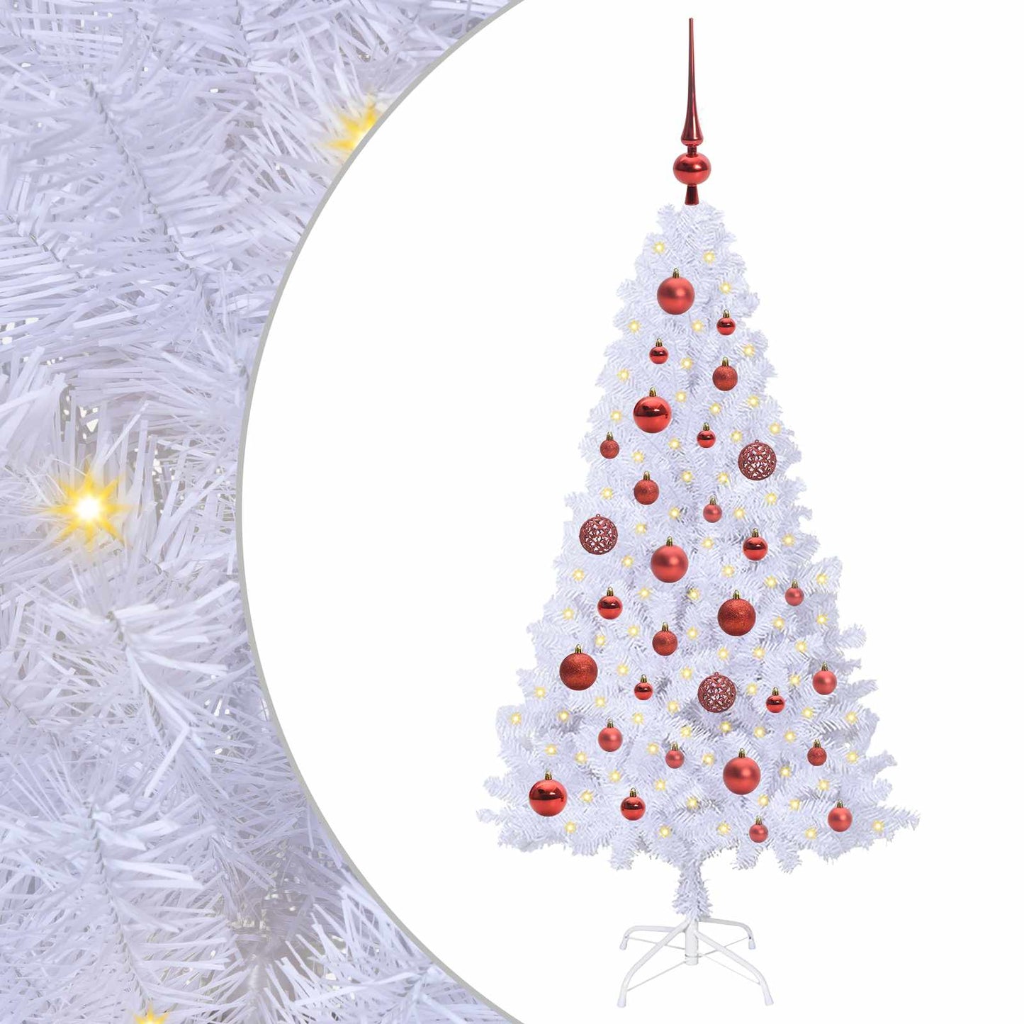 Kunstig juletre med 150 LED med stativ Hvit 120 cm PVC og stål
