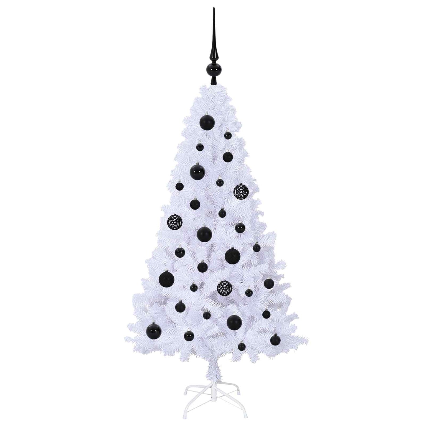 Kunstig juletre med 150 LED med stativ Hvit 120 cm PVC og stål