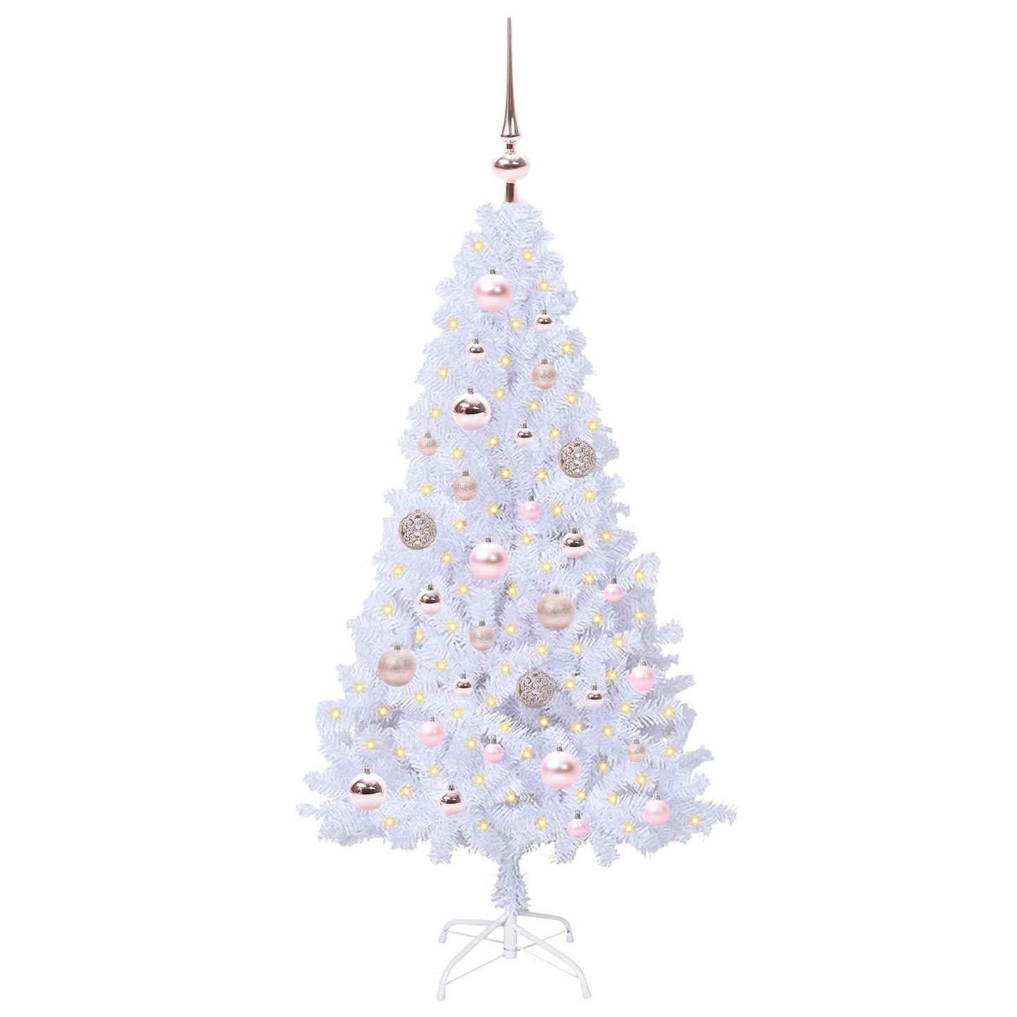 Kunstig juletre med 150 LED med stativ Hvit 120 cm PVC og stål