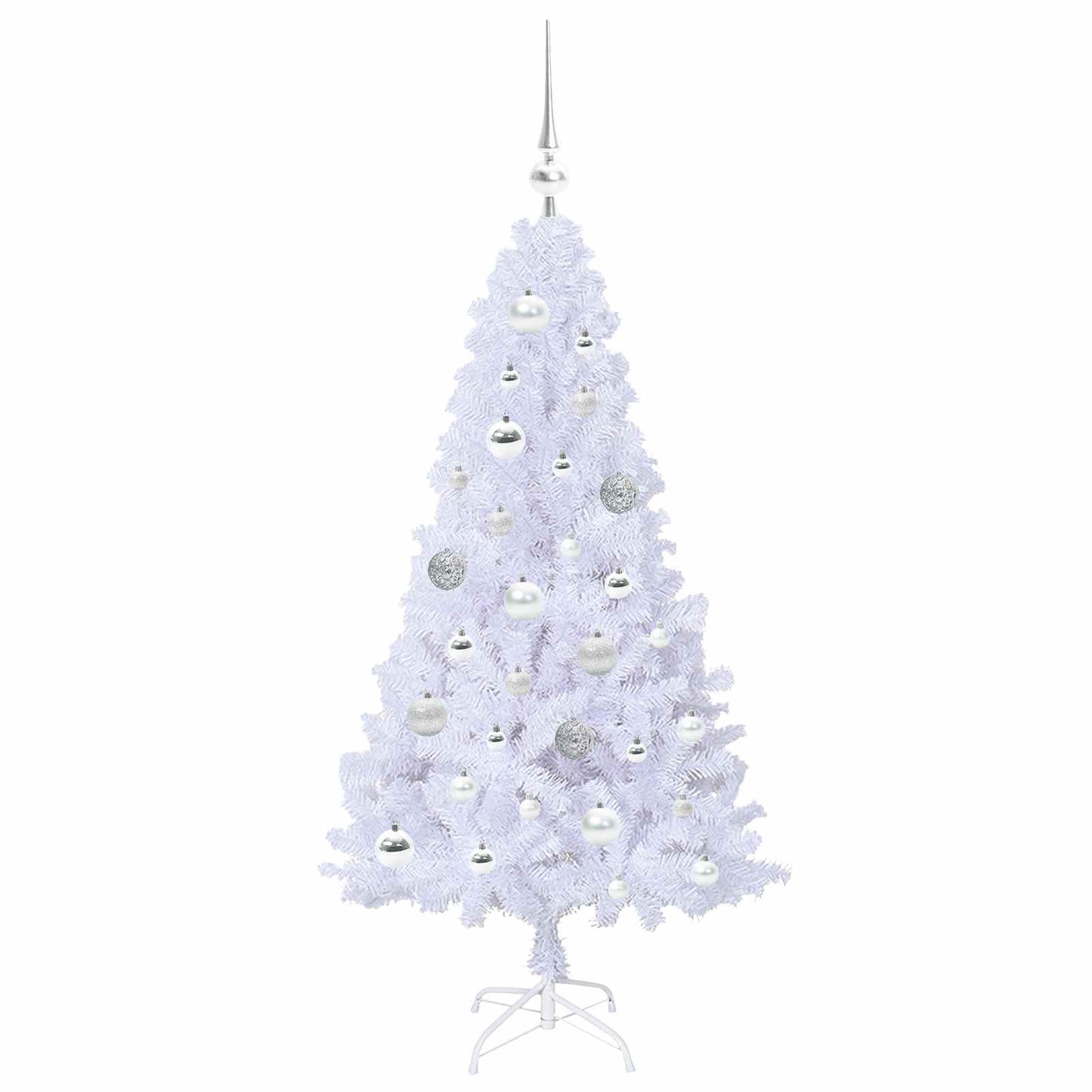 Kunstig juletre med 150 LED med stativ Hvit 120 cm PVC og stål