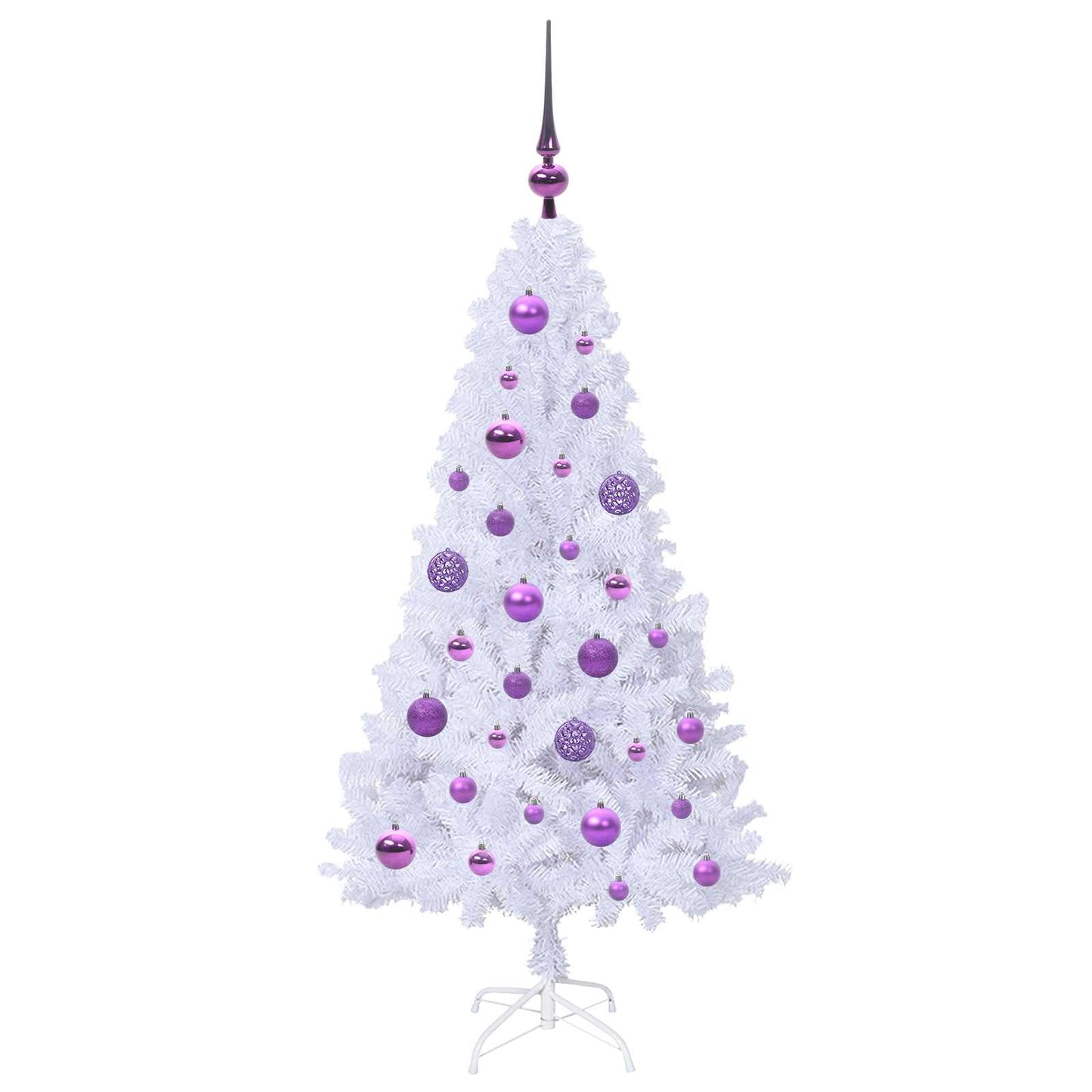 Kunstig juletre med 150 LED med stativ Hvit 120 cm PVC og stål