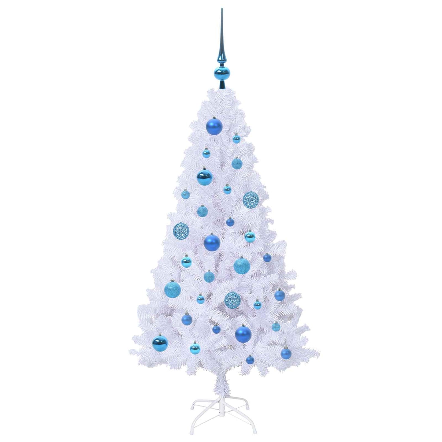 Kunstig juletre med 150 LED med stativ Hvit 120 cm PVC og stål