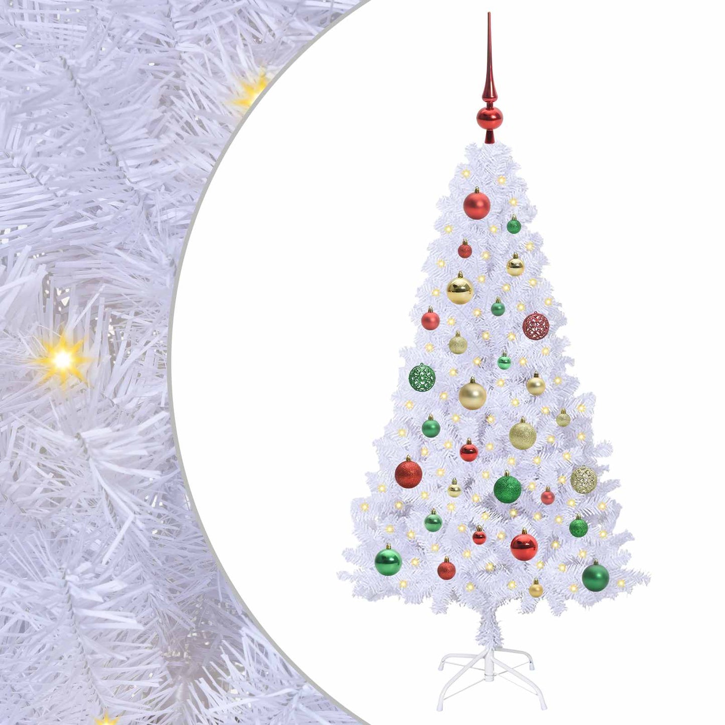 Kunstig juletre med 150 LED med stativ Hvit 120 cm PVC og stål