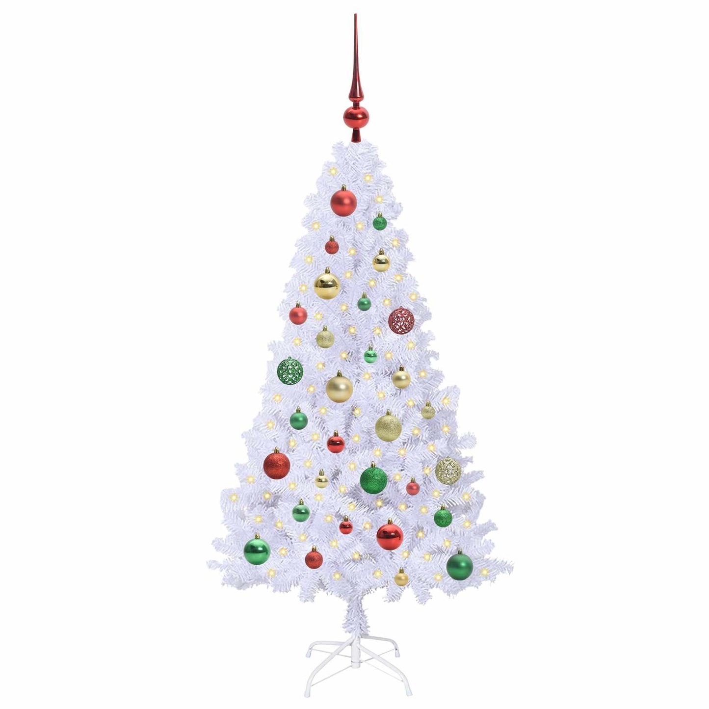 Kunstig juletre med 150 LED med stativ Hvit 120 cm PVC og stål
