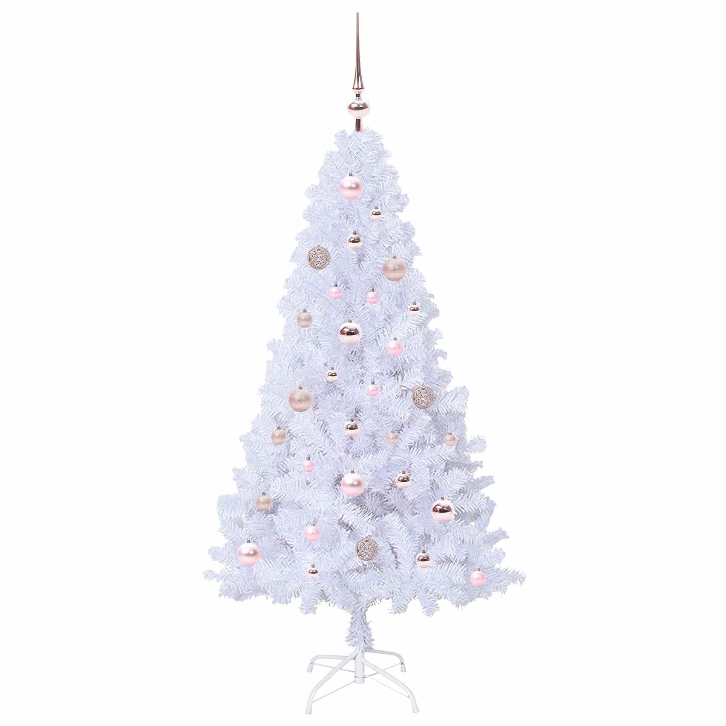 Kunstig juletre med 150 LED med stativ Hvit 150 cm PVC og stål