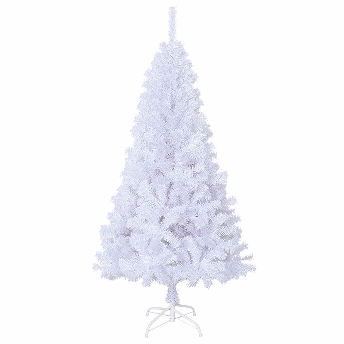 Kunstig juletre med 150 LED med stativ Hvit 150 cm PVC og stål