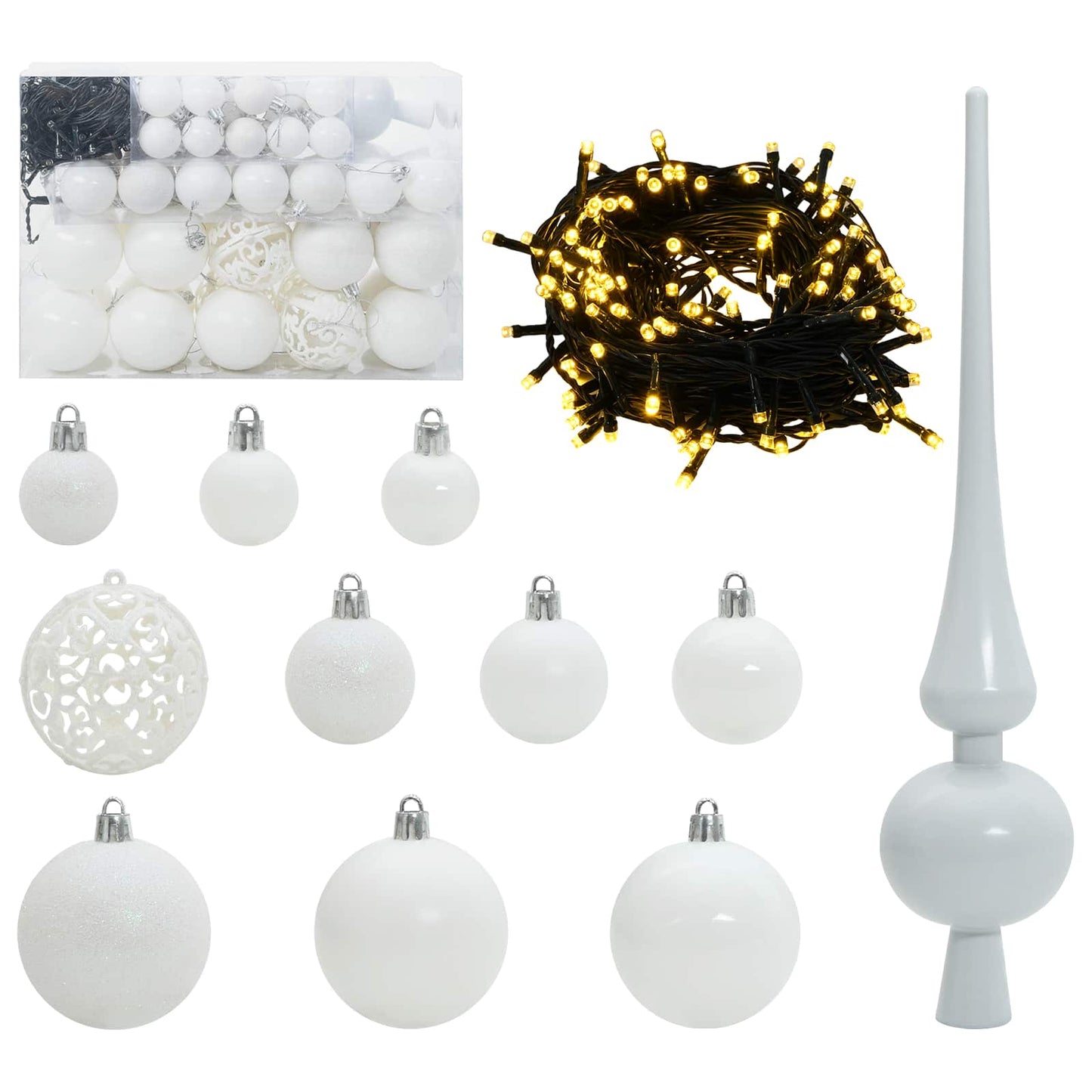 Kunstig juletre med 150 LED med stativ Hvit 150 cm PVC og stål