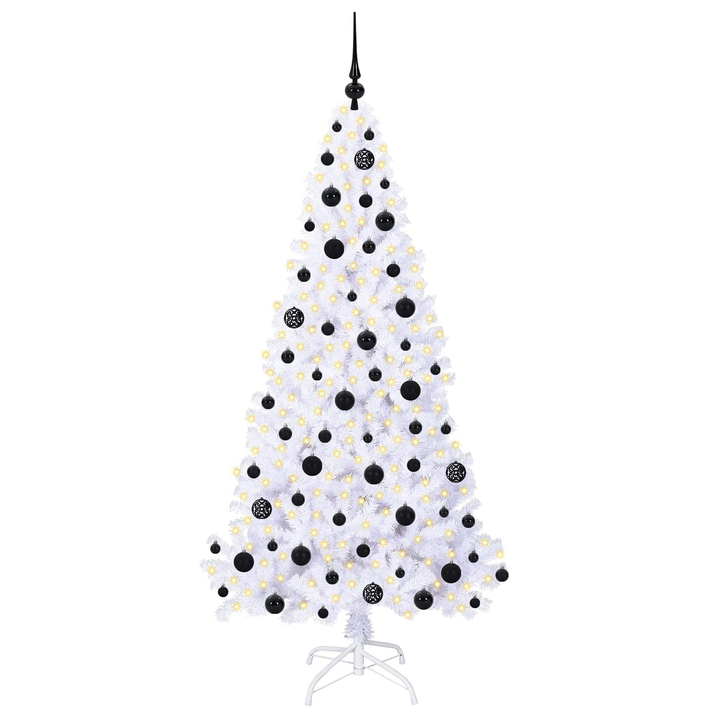 Kunstig juletre med 300 LED med stativ Hvit 180 cm PVC og stål