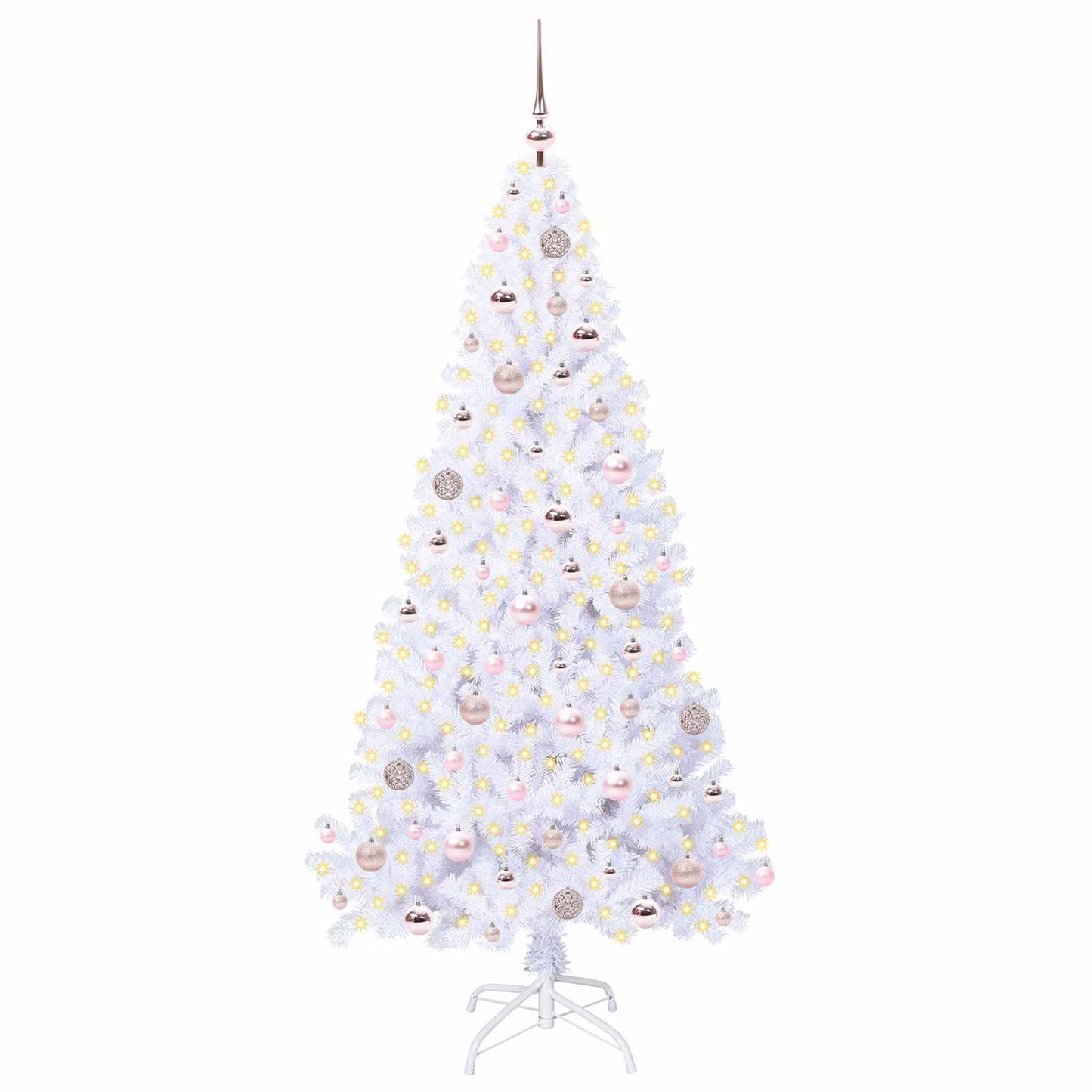 Kunstig juletre med 300 LED med stativ Hvit 180 cm PVC og stål