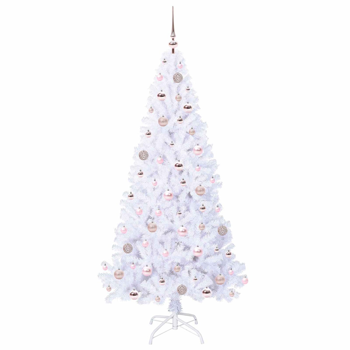 Kunstig juletre med 300 LED med stativ Hvit 180 cm PVC og stål