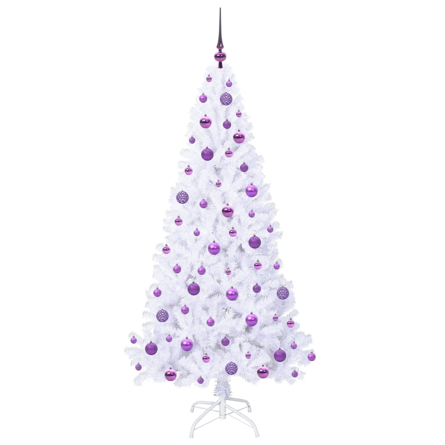 Kunstig juletre med 300 LED med stativ Hvit 180 cm PVC og stål