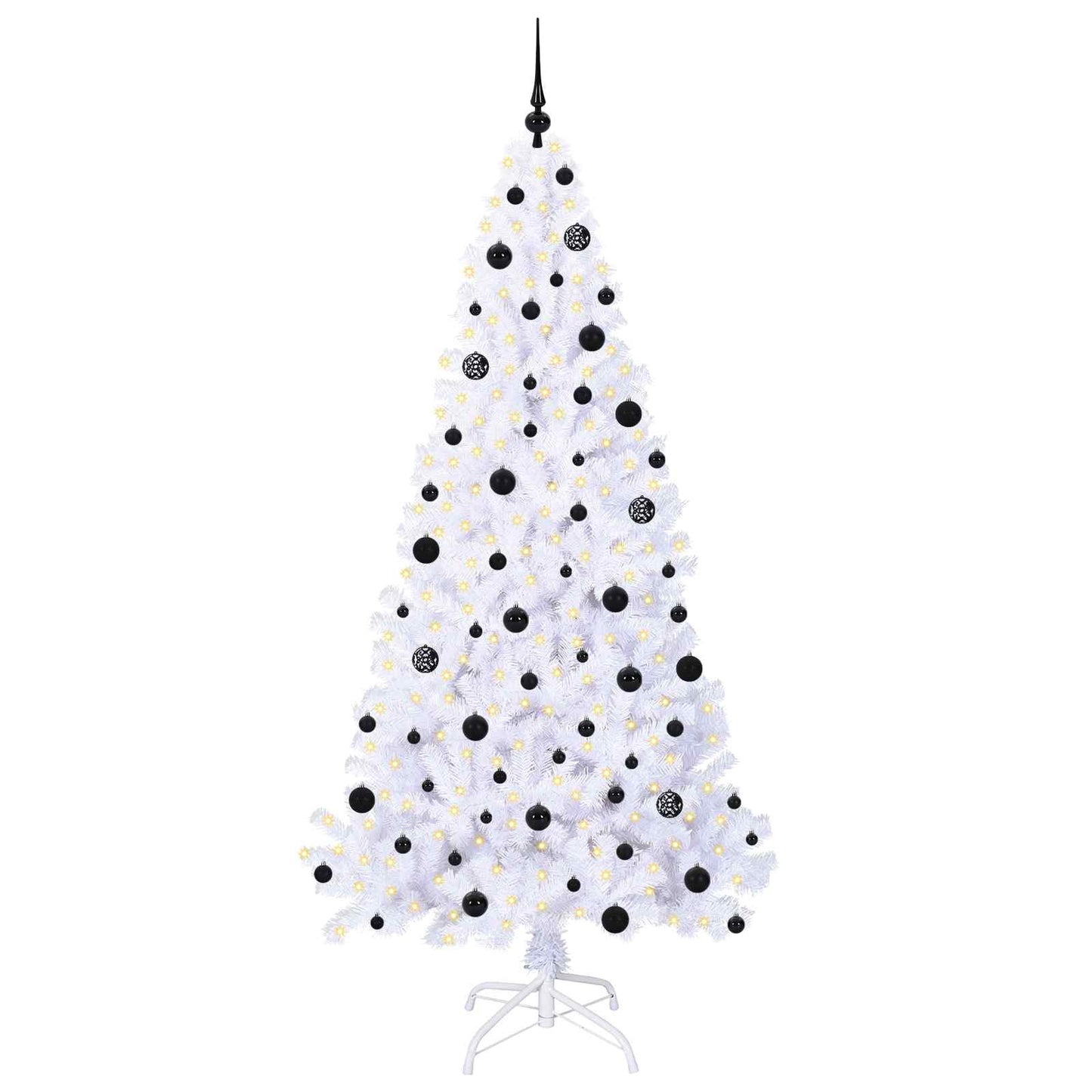 Kunstig juletre med 300 LED med stativ Hvit 210 cm PVC og stål