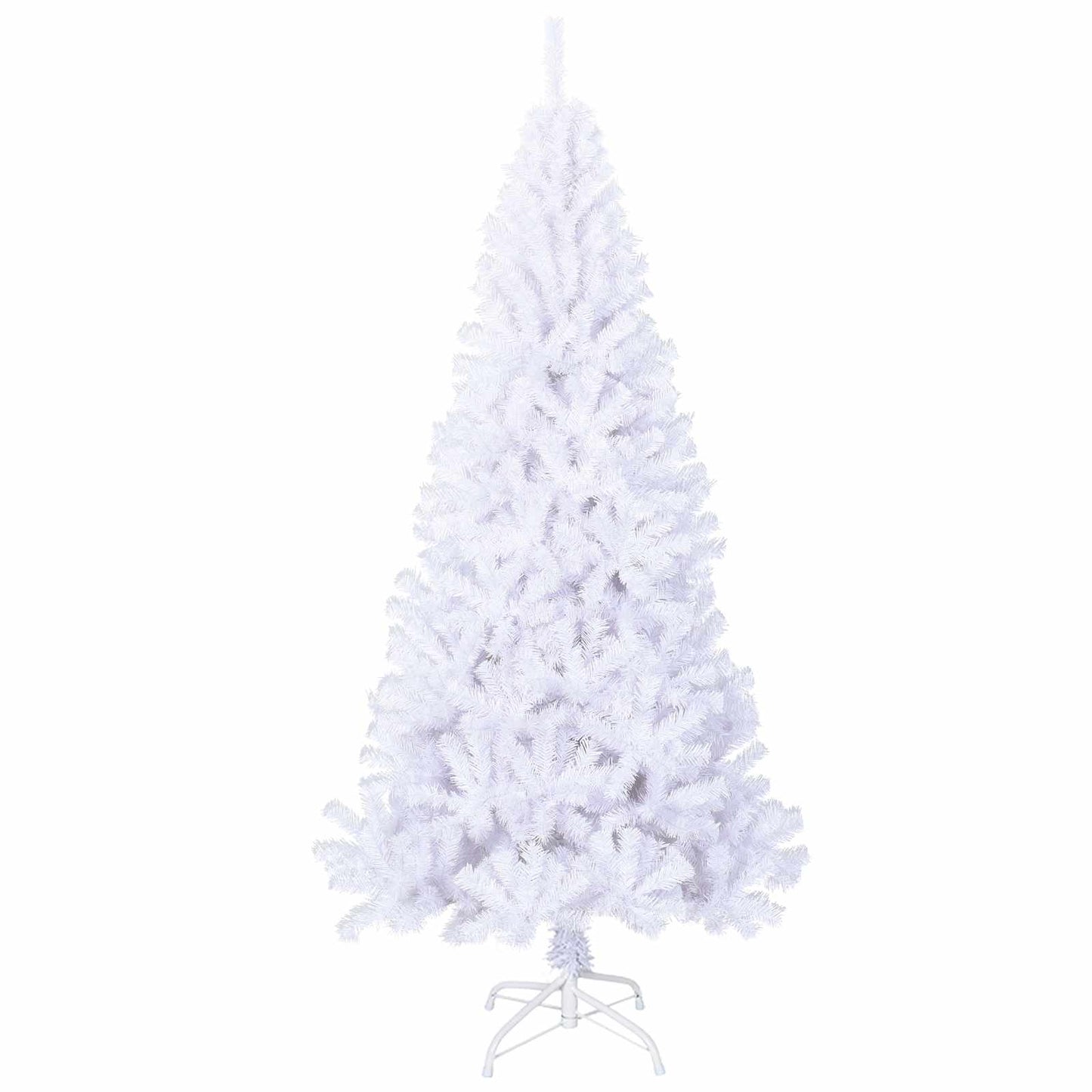 Kunstig juletre med 300 LED med stativ Hvit 210 cm PVC og stål