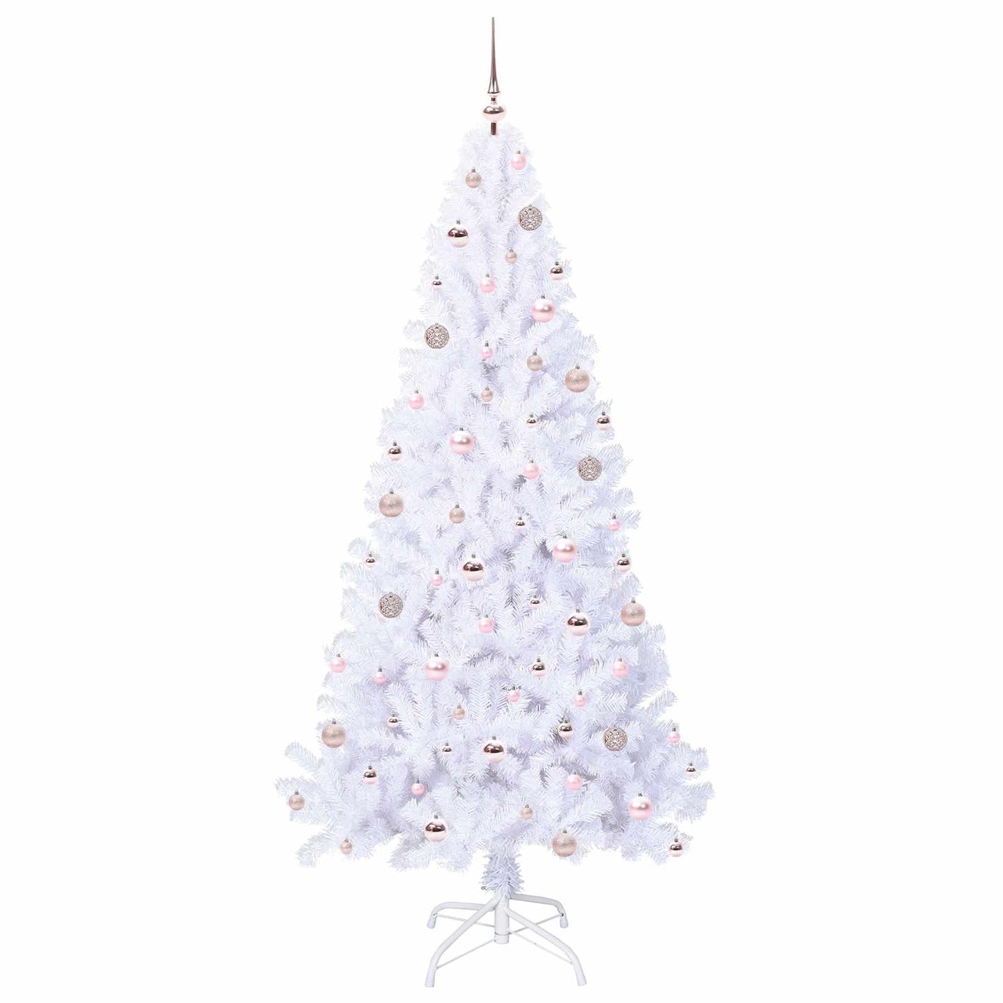 Kunstig juletre med 300 LED med stativ Hvit 210 cm PVC og stål
