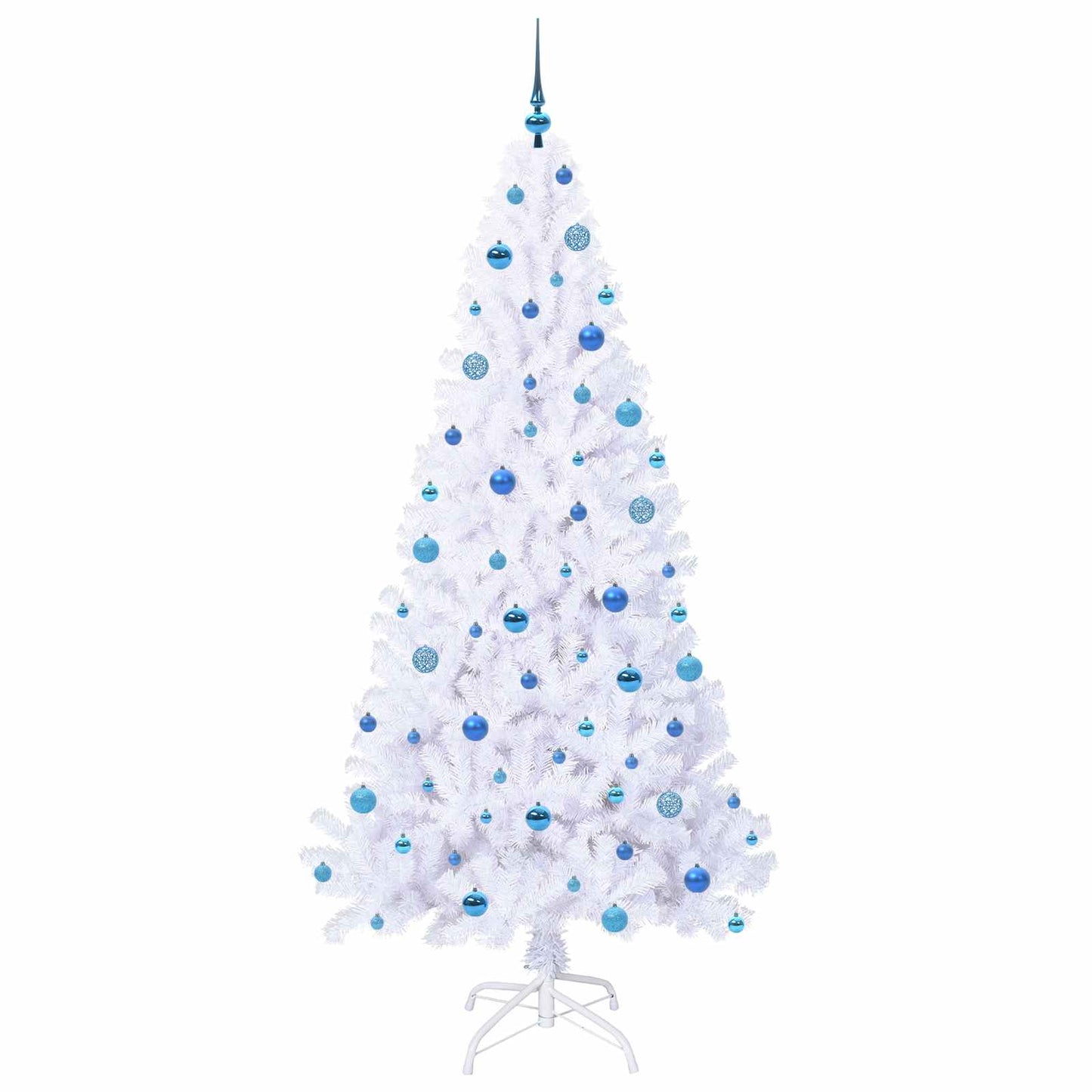Kunstig juletre med 300 LED med stativ Hvit 210 cm PVC og stål