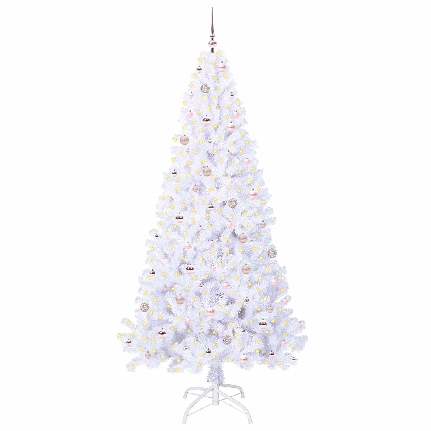 Kunstig juletre med 300 LED med stativ Hvit 240 cm PVC og stål
