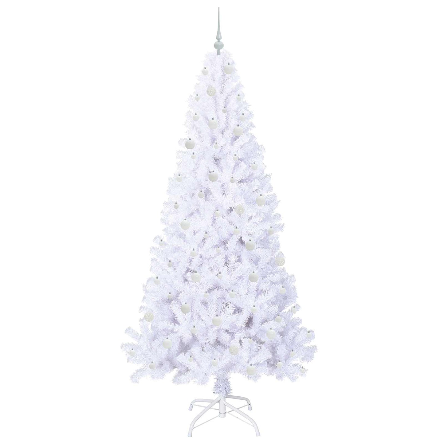 Kunstig juletre med 300 LED med stativ Hvit 240 cm PVC og stål