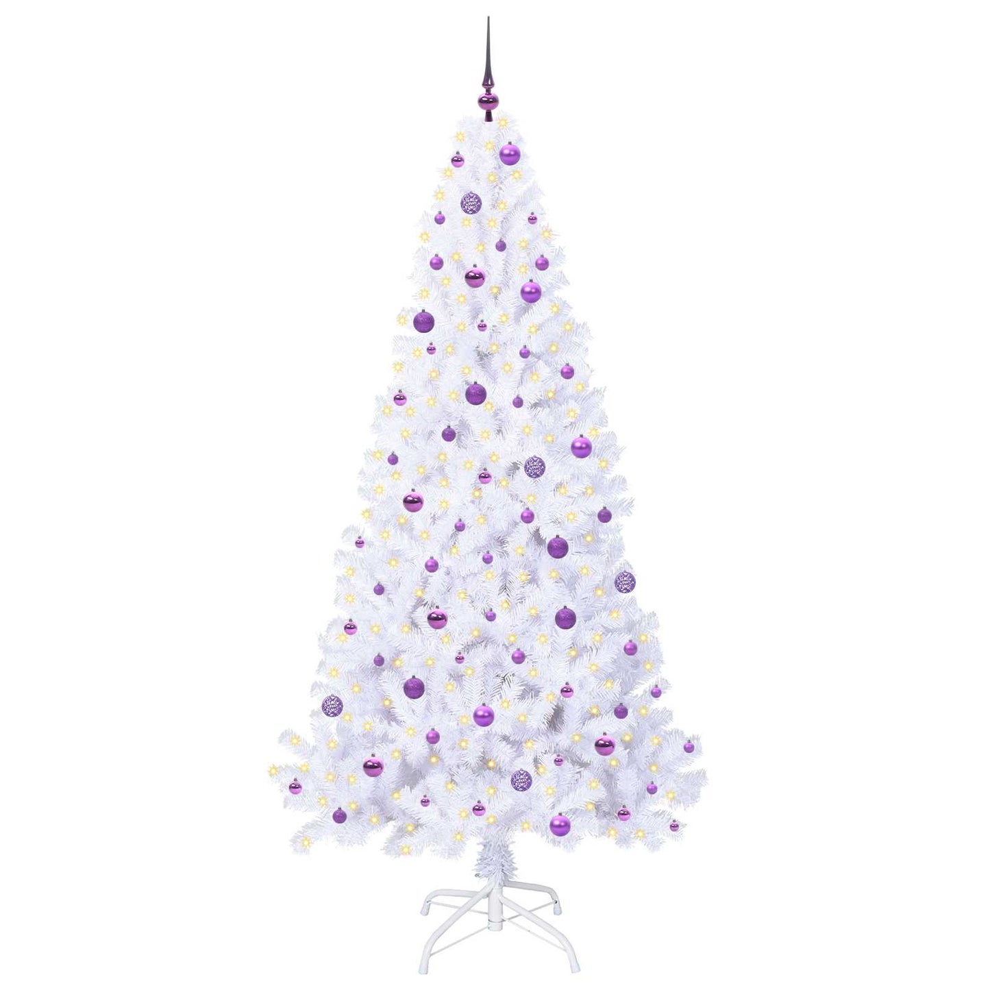Kunstig juletre med 300 LED med stativ Hvit 240 cm PVC og stål