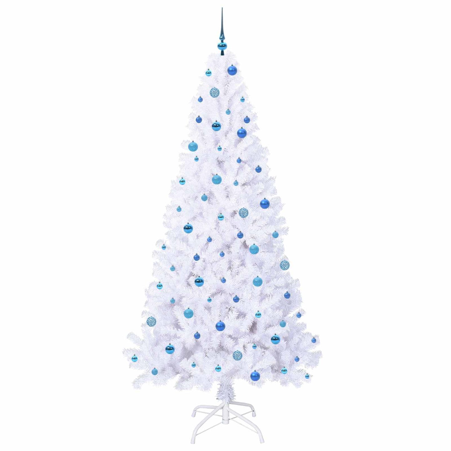 Kunstig juletre med 300 LED med stativ Hvit 240 cm PVC og stål