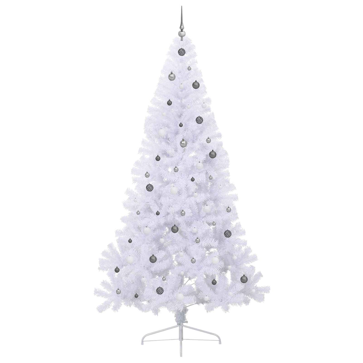 Kunstig juletre med 300 LED med stativ Hvit 240 cm PVC og stål