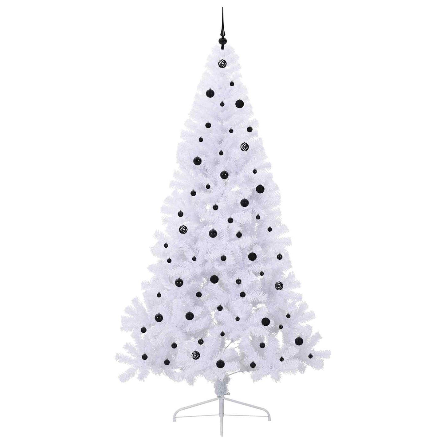 Kunstig juletre med 300 LED med stativ Hvit 240 cm PVC og stål
