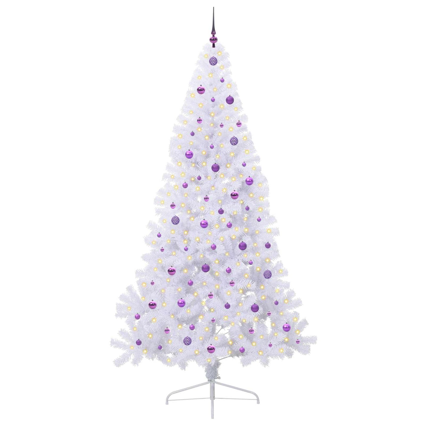 Kunstig juletre med 300 LED med stativ Hvit 240 cm PVC og stål