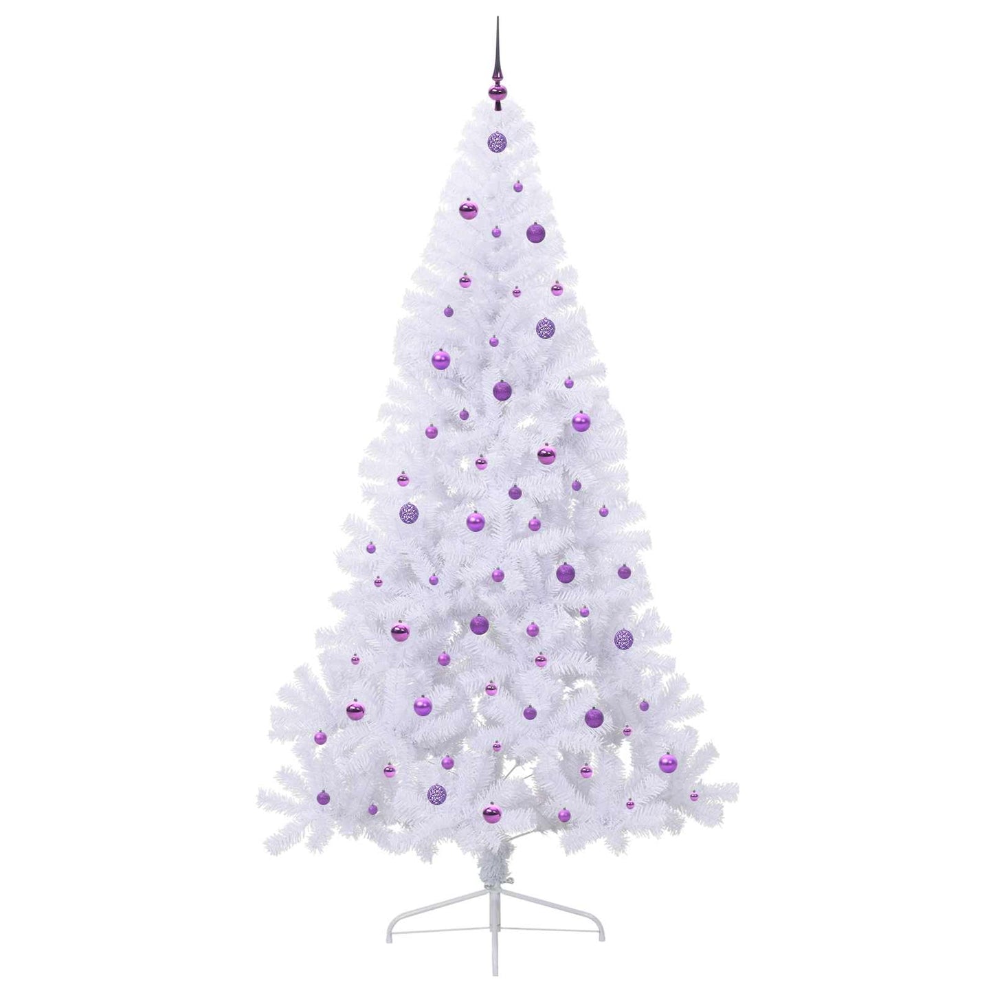 Kunstig juletre med 300 LED med stativ Hvit 240 cm PVC og stål