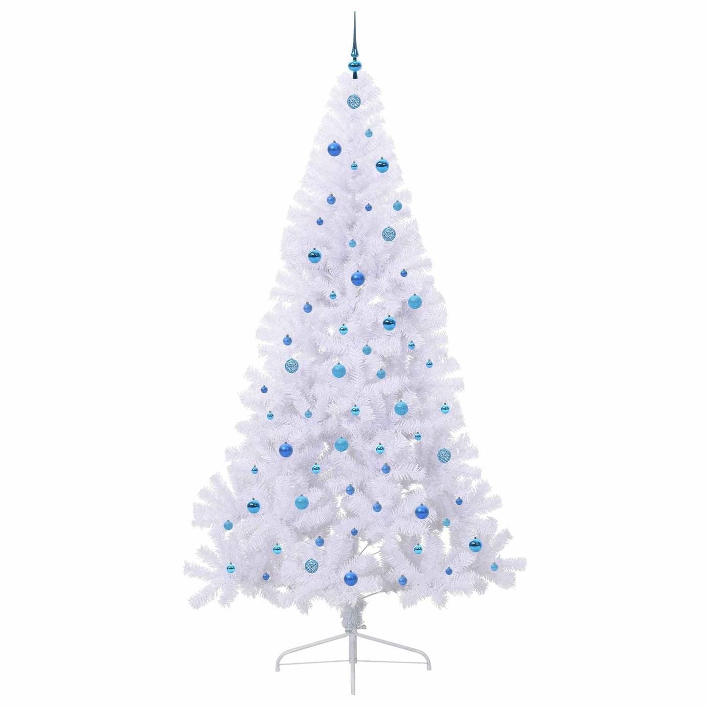 Kunstig juletre med 300 LED med stativ Hvit 240 cm PVC og stål