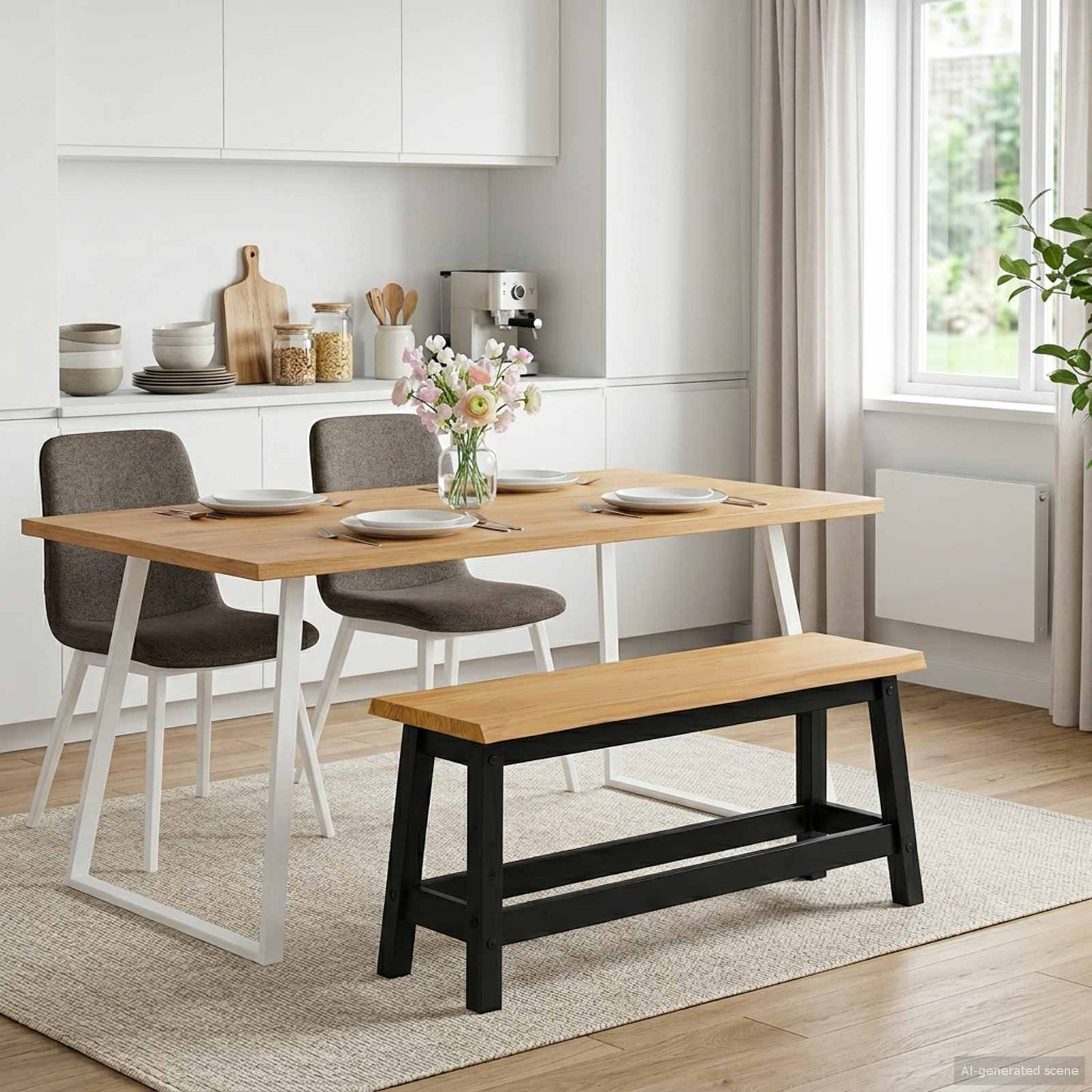 Spisebenk EKAI Svart 91,5 x 29 x 45,5 cm Heltre furu