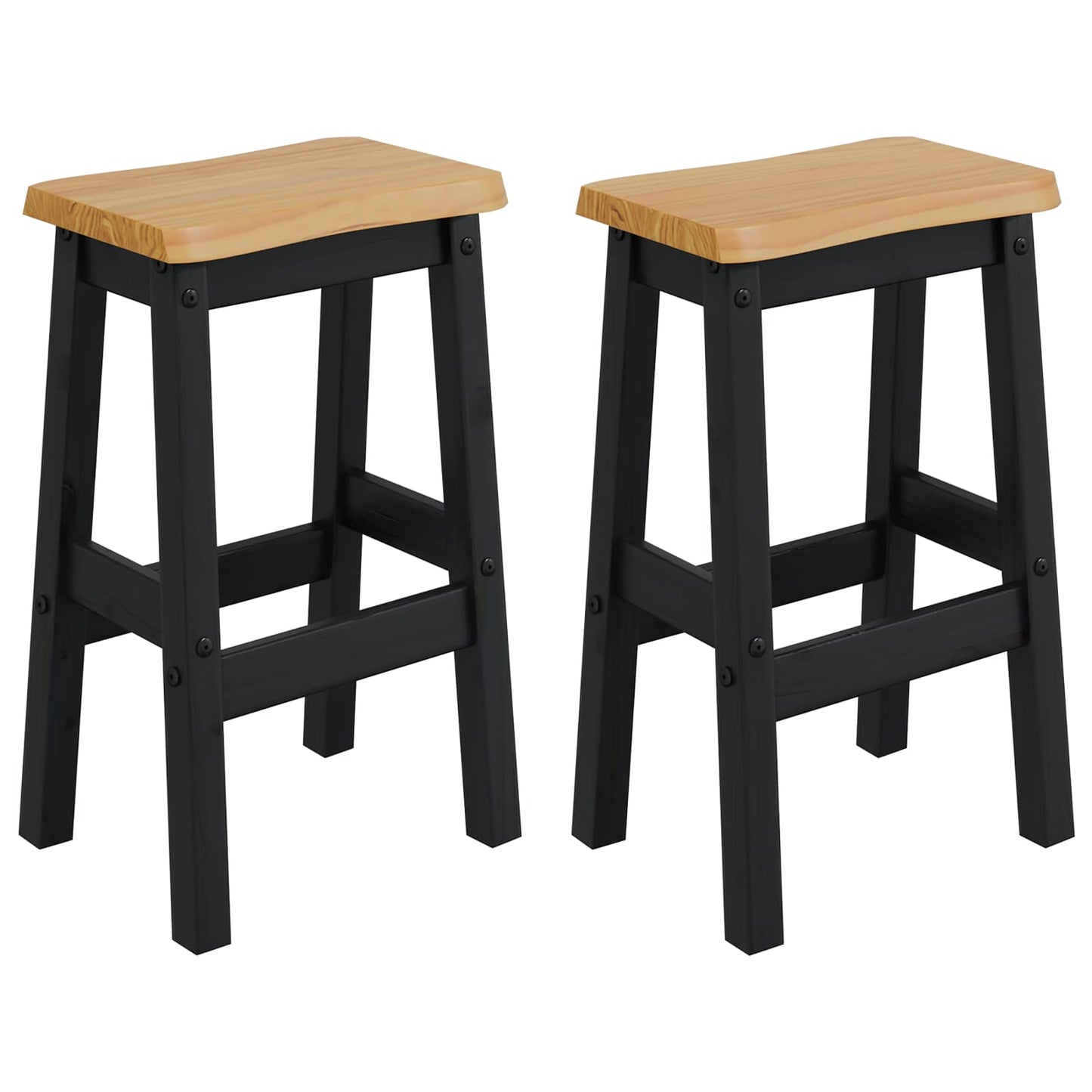Høy Barstol EKAI 2 pcs Svart 40 x 29 x 63 cm Heltre furu