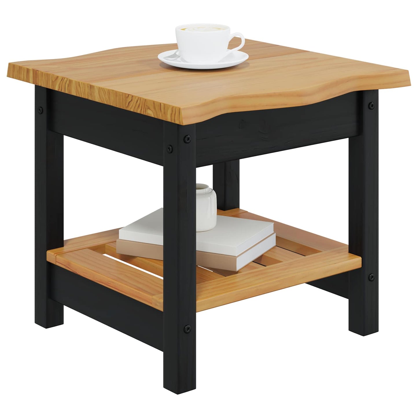 Sidetabell med hylle EKAI Svart 50 x 50 x 45,5 cm Heltre furu