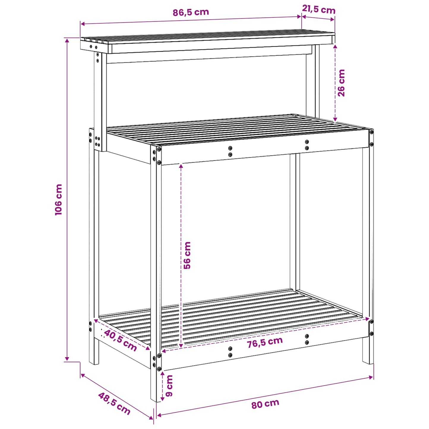 Utendørs pottingbenk 86,5 x 48,5 x 106 cm Solid akasietre