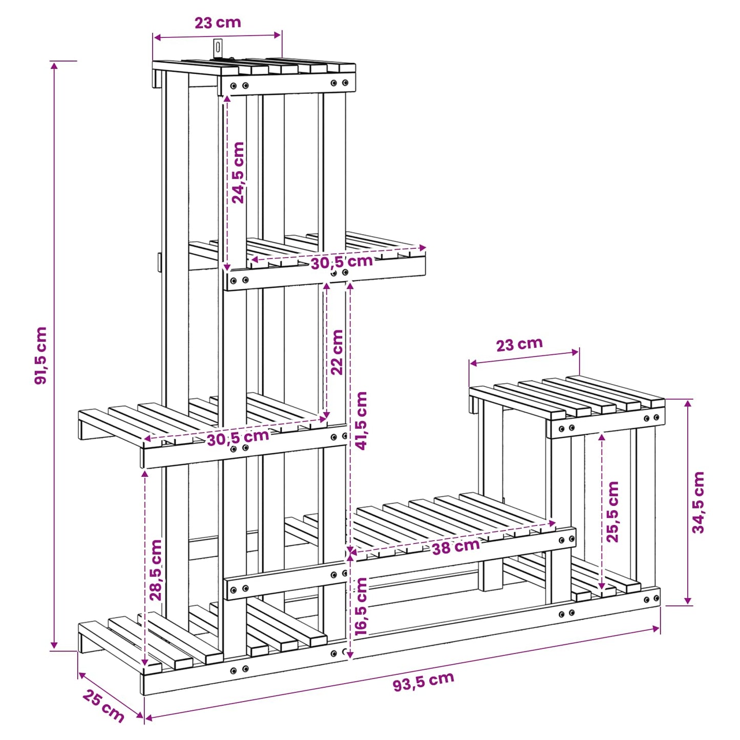 Planteholder Naturlig 93,5 x 25 x 91,5 cm Solid akasietre