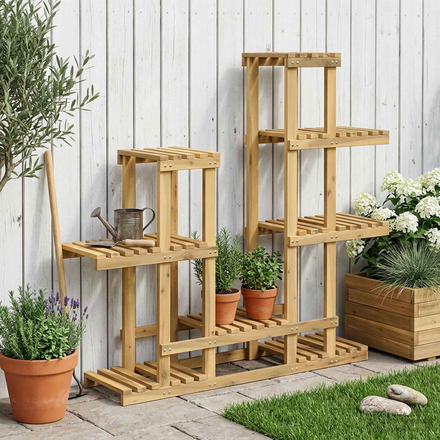Planteholder Hvit 118 x 25 x 96,5 cm Solid akasietre