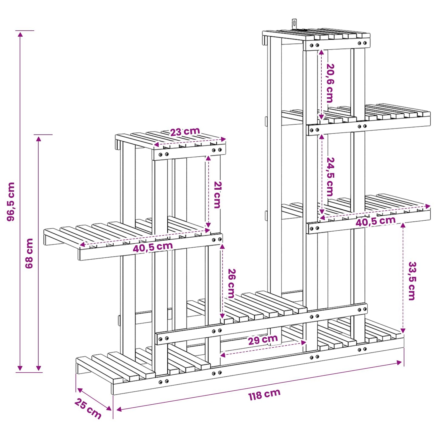 Planteholder Hvit 118 x 25 x 96,5 cm Solid akasietre