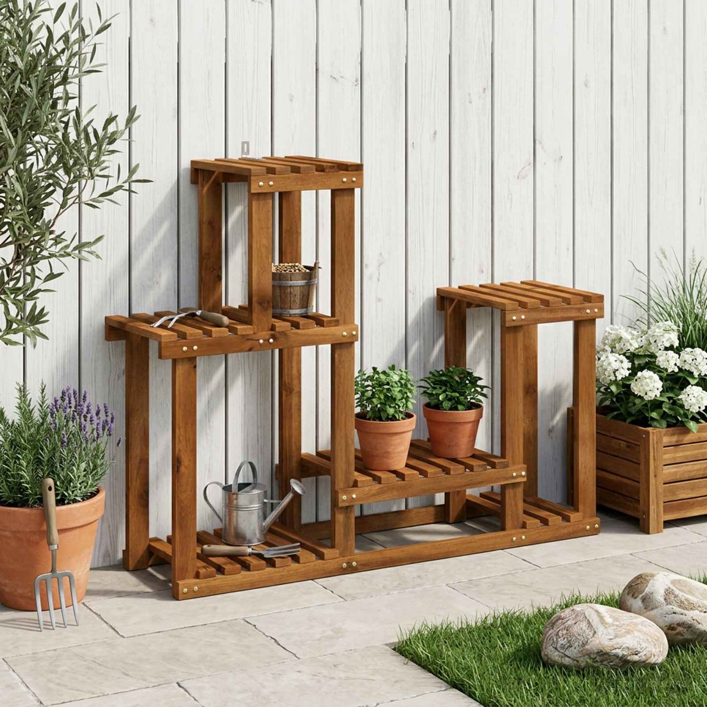Planteholder Naturlig 90 x 25 x 73 cm Solid akasietre