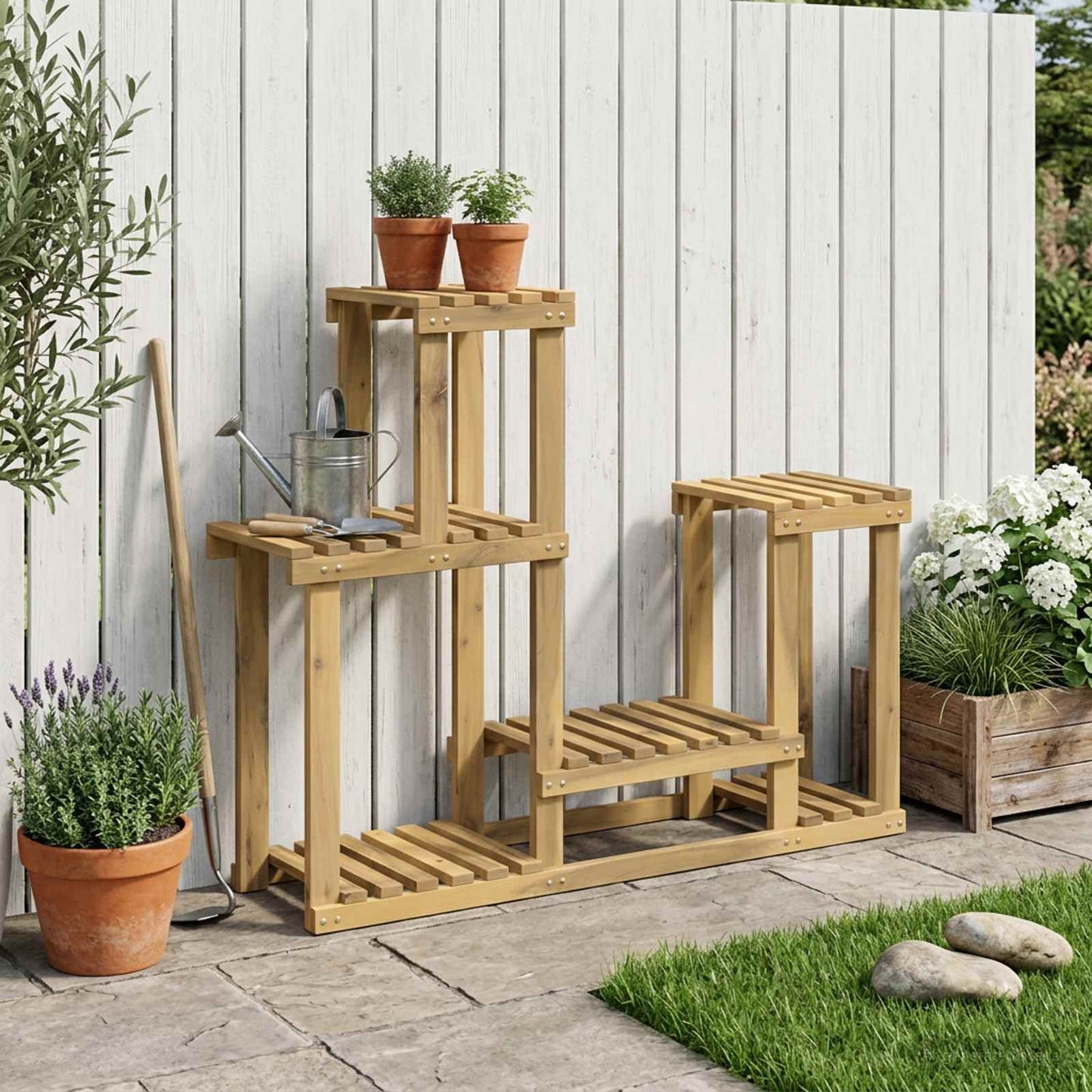 Planteholder Hvit 90 x 25 x 73 cm Solid akasietre