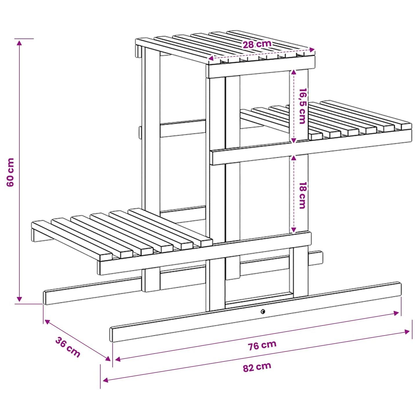 Planteholder Naturlig 82 x 36 x 60 cm Solid akasietre