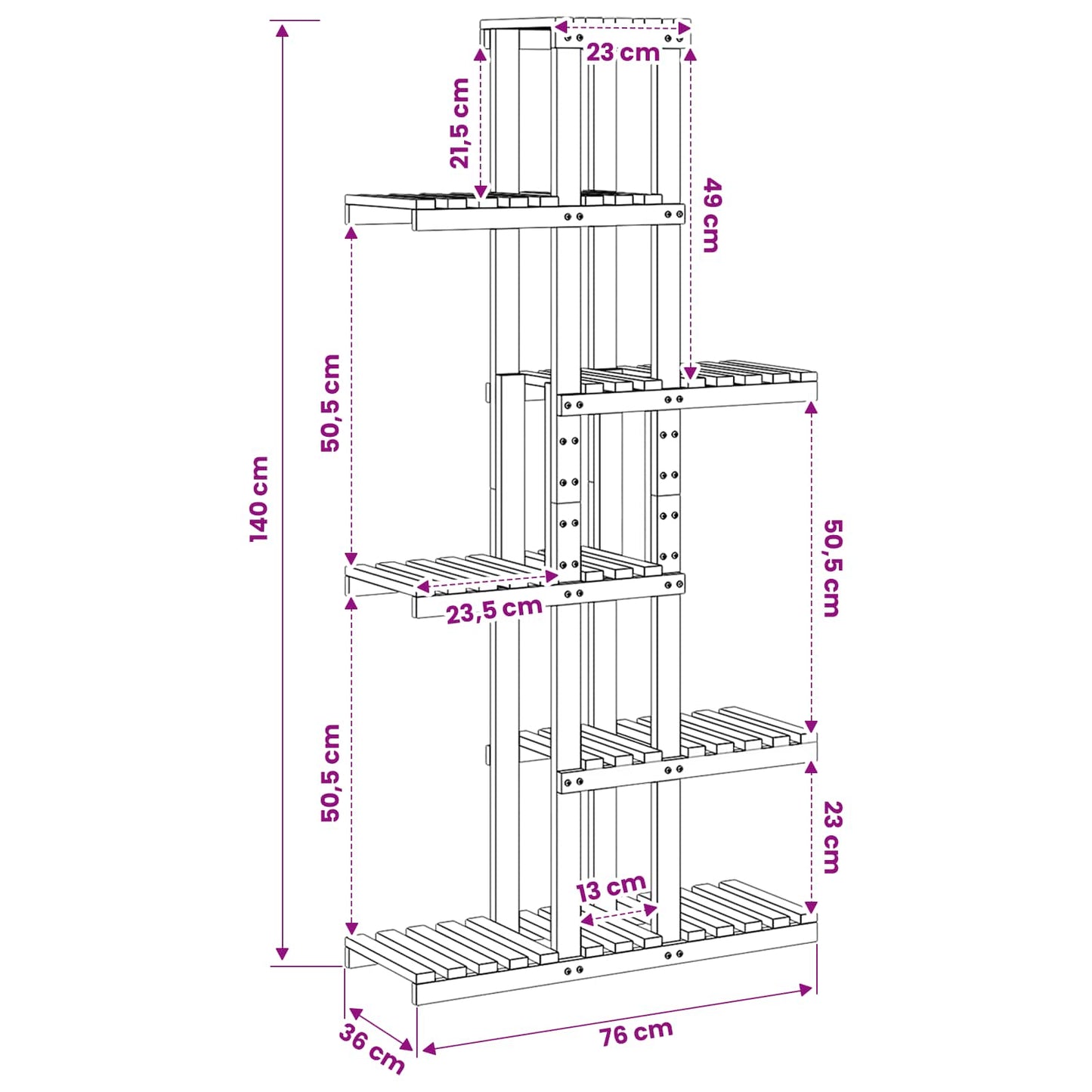 Planteholder Hvit 68 x 23,5 x 140 cm Solid akasietre