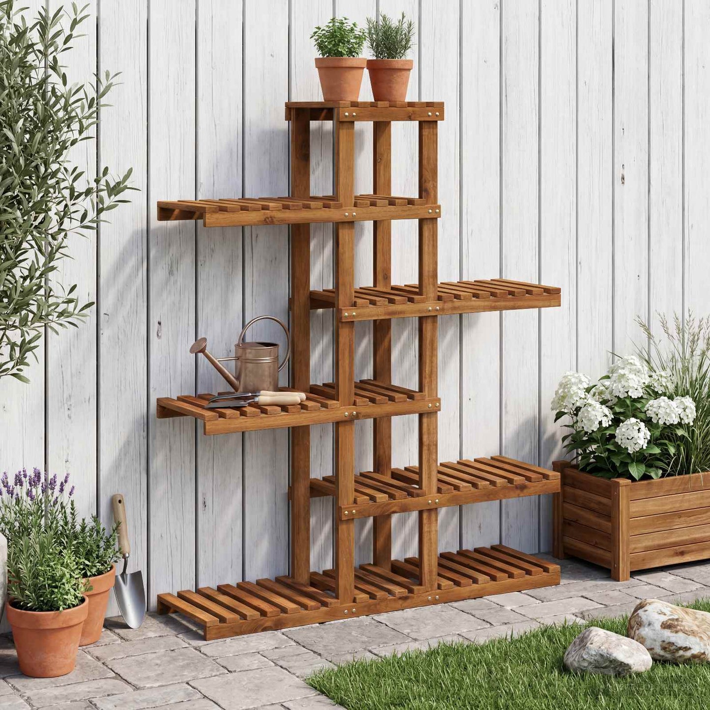 Planteholder Naturlig 93 x 25 x 114,5 cm Solid akasietre