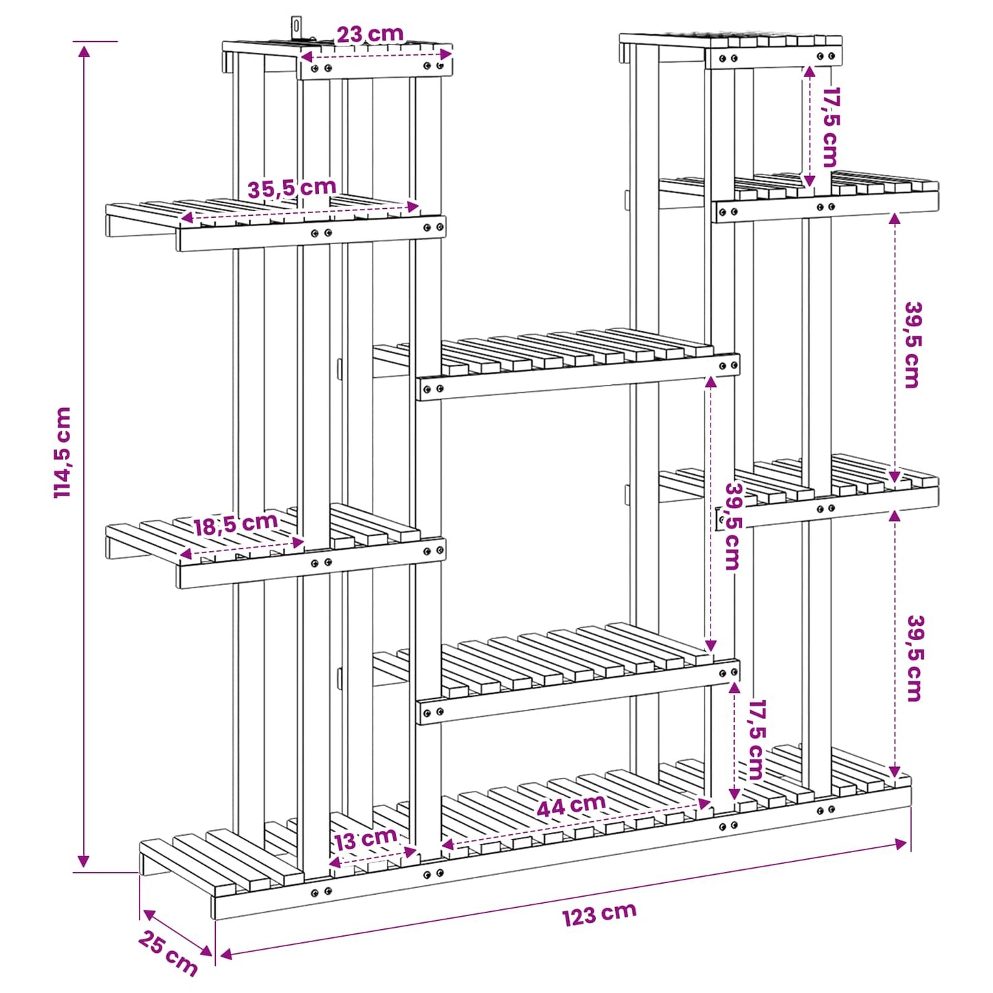 Planteholder Naturlig 123 x 25 x 114,5 cm Solid akasietre