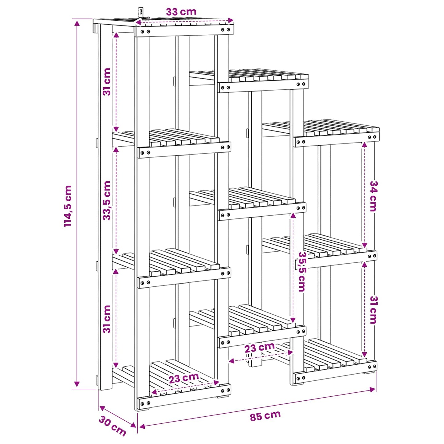 Planteholder Hvit 85 x 30 x 114,5 cm Solid akasietre