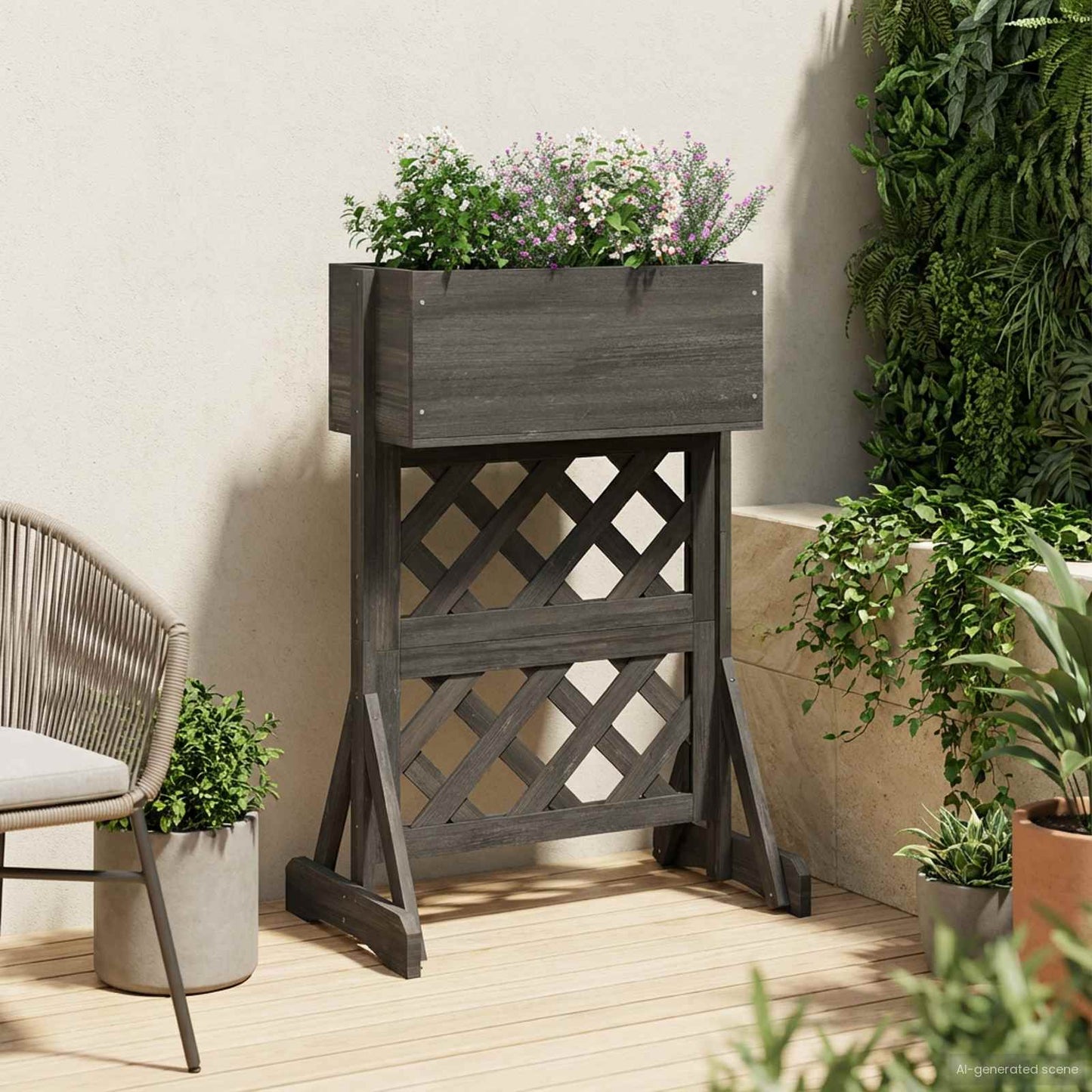 Vertikal hageblomsttrellis Grå 48 x 30 x 70,5 cm