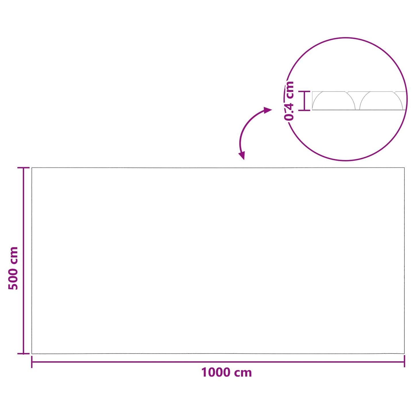 Solar Bassengtrekk 1000 x 500 cm 110 μm Torget PE Svart